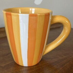 Starbucks Barista 2003 Orange White Vertical Striped Mug Coffee Cup Vintage